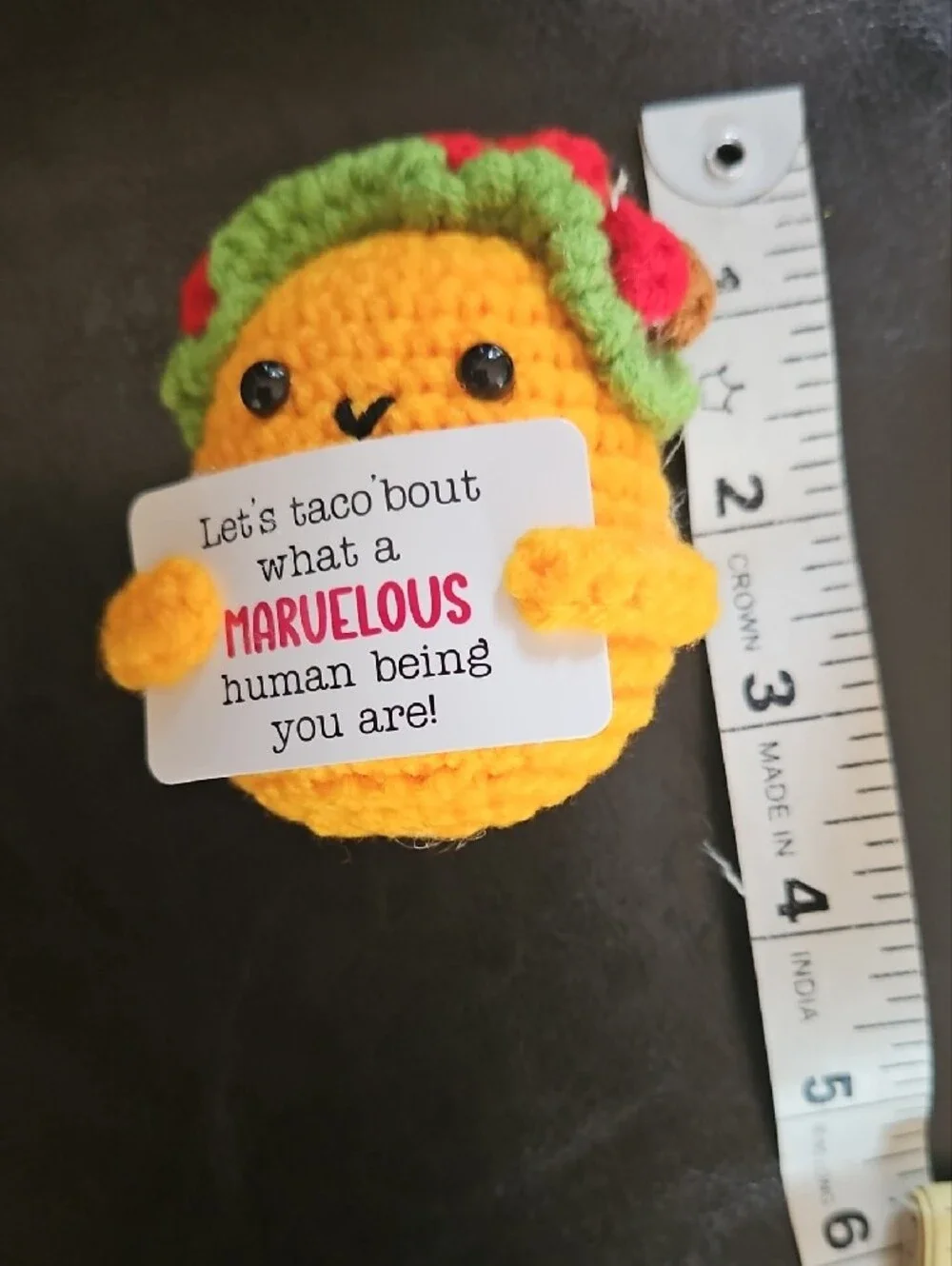 Yellow Crochet Taco Crocheted Toy Gift with Green & Red Accents